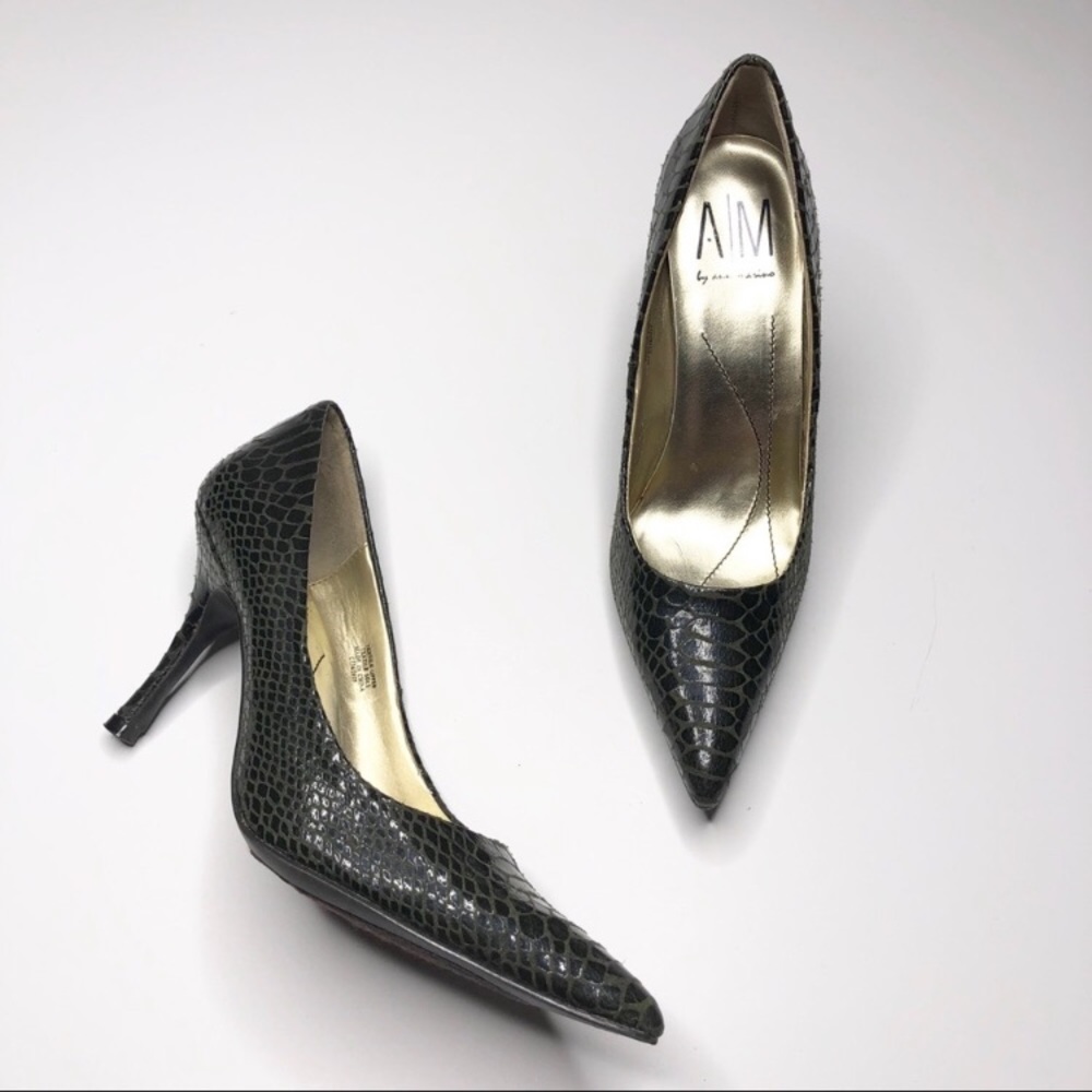 Ann Marino Green Snakeskin Pump Heels